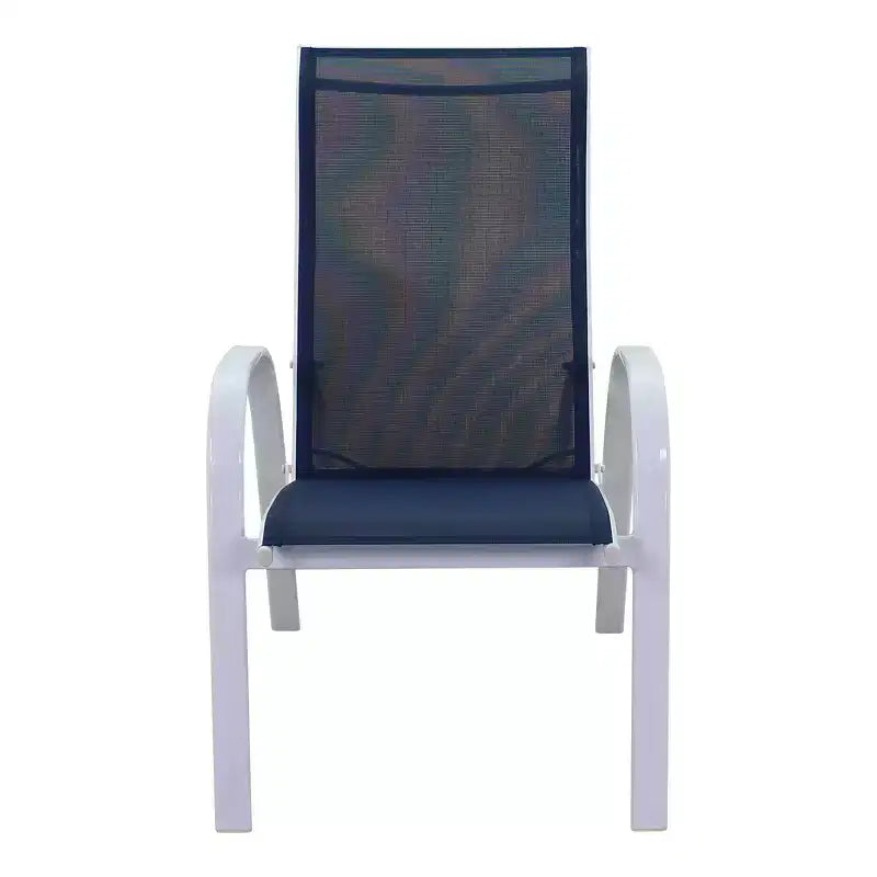 Courtyard Casual Santa Fe 5 pc Rectangle Fire Pit Set with Sling Reclining Chairs Includes One Rectangle Fire Pit and Four Sling Reclining Chairs