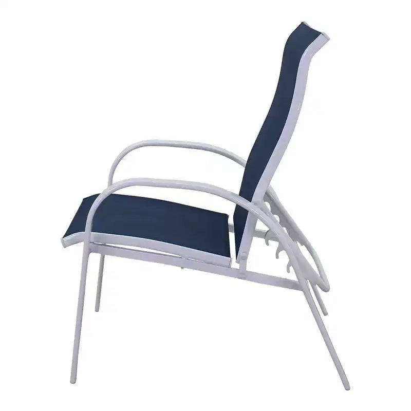 Courtyard Casual Santa Fe 5 pc Rectangle Fire Pit Set with Sling Reclining Chairs Includes One Rectangle Fire Pit and Four Sling Reclining Chairs