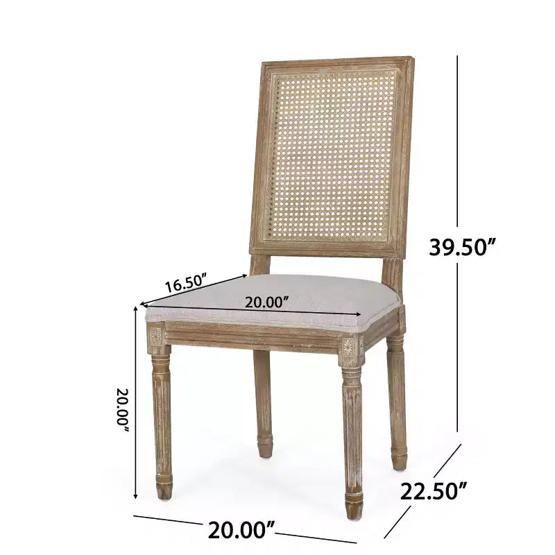 Ensemble de salle à manger extensible 7 pièces Christopher Knight Home Pampas en bois, cannage et tissu de style campagnard français