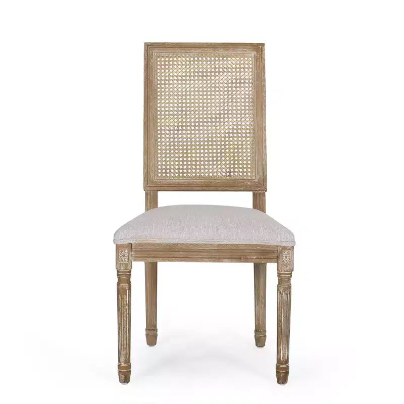 Ensemble de salle à manger extensible 7 pièces Christopher Knight Home Pampas en bois, cannage et tissu de style campagnard français