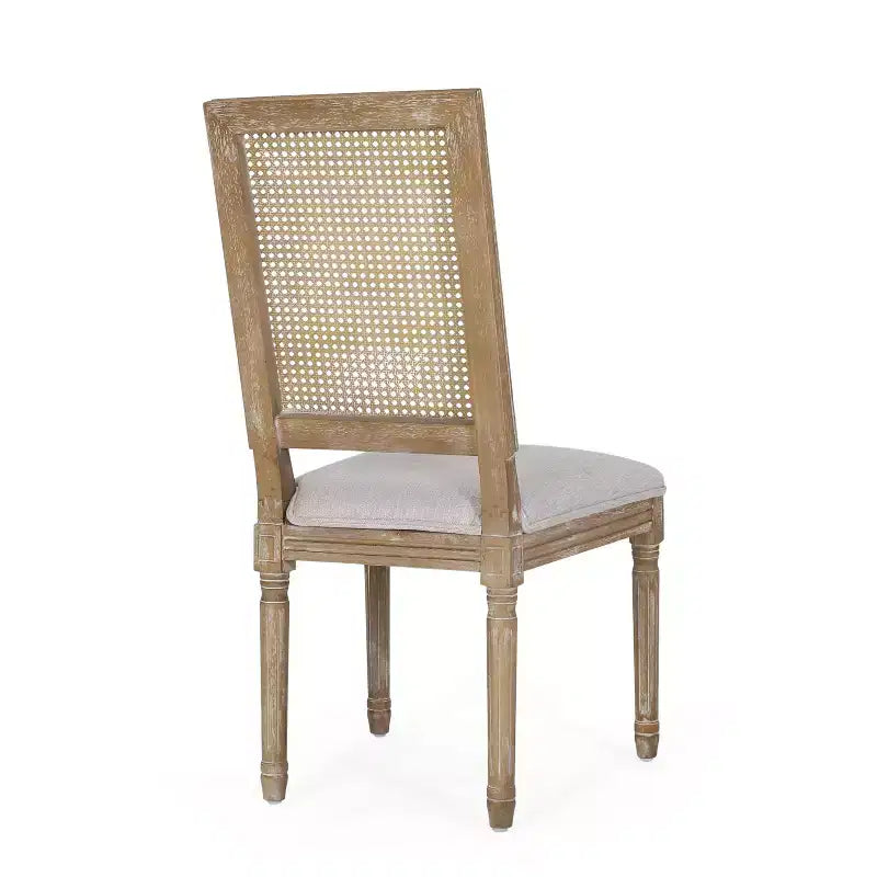 Ensemble de salle à manger extensible 7 pièces Christopher Knight Home Pampas en bois, cannage et tissu de style campagnard français