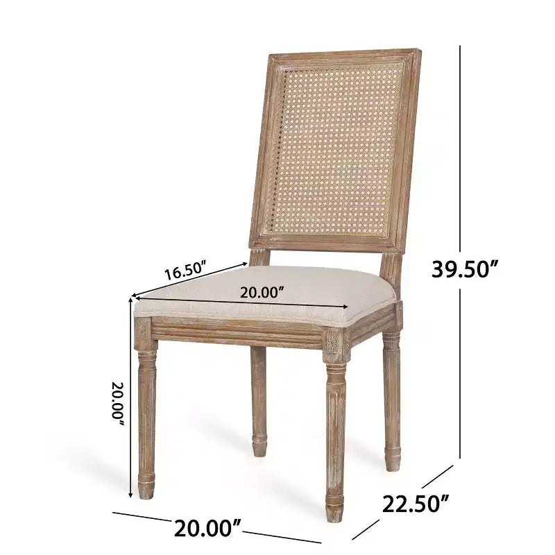 Ensemble de salle à manger extensible 7 pièces Christopher Knight Home Pampas en bois, cannage et tissu de style campagnard français