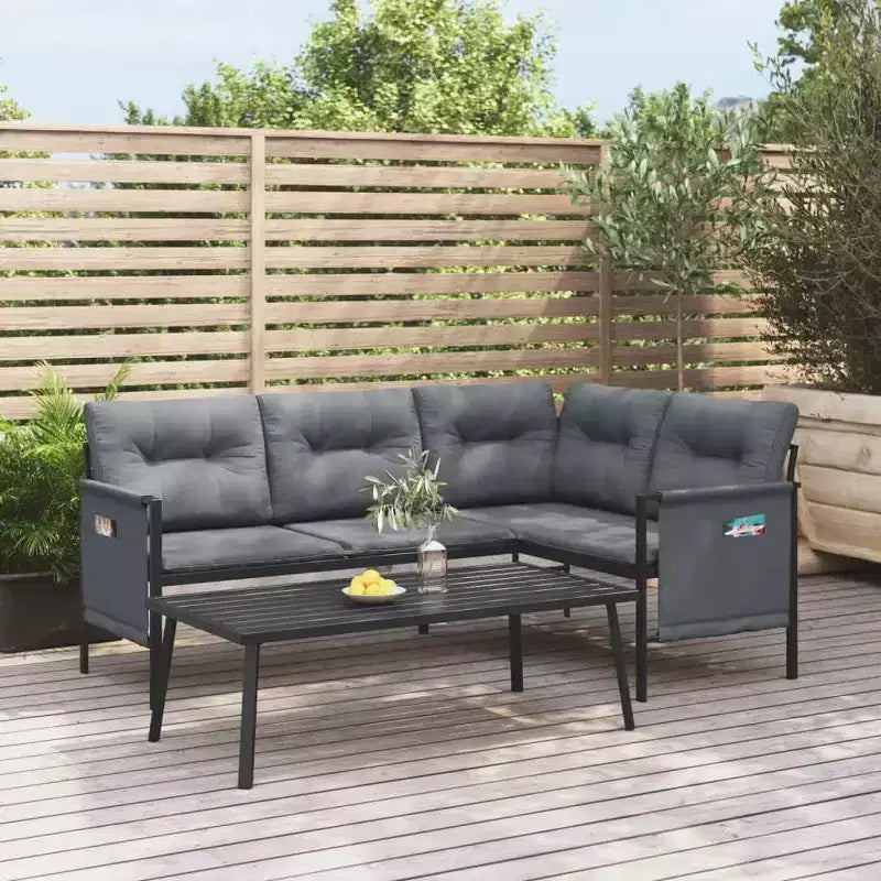 vidaXL Patio Lounge Set Outdoor Furniture Sectional Sofa Anthracite Steel