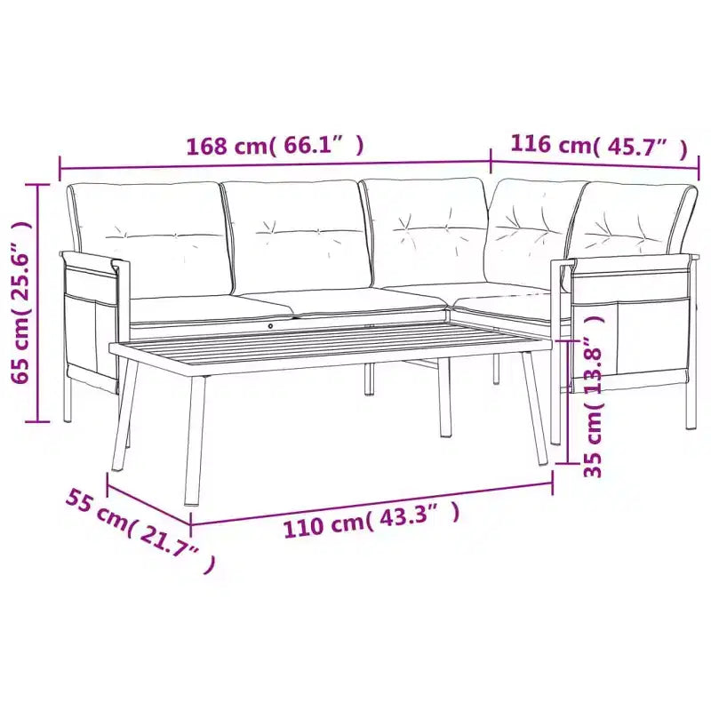 vidaXL Patio Lounge Set Outdoor Furniture Sectional Sofa Anthracite Steel