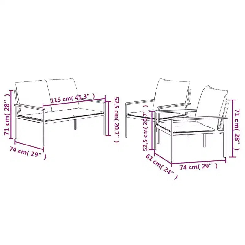 vidaXL Garden Lounge Set Anthracite, Light Grey