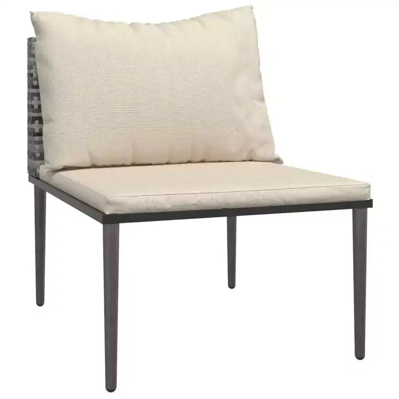 vidaXL Salon de jardin gris résine tressée, acier, polyester Moyen Modulable