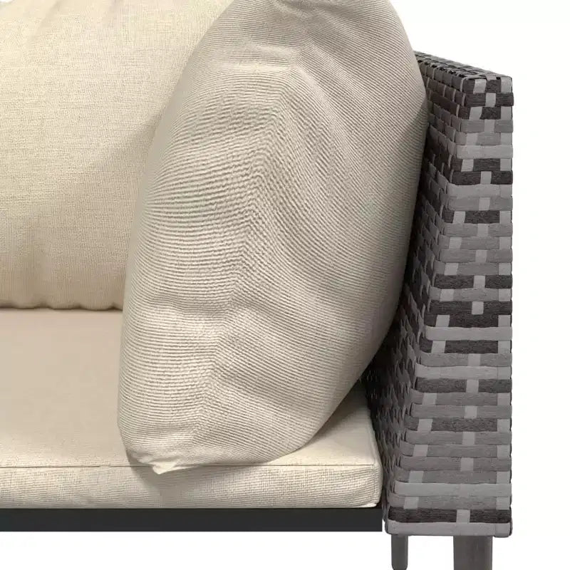 vidaXL Salon de jardin gris résine tressée, acier, polyester Moyen Modulable