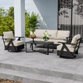 EAGLE PEAK Urban Slate 4 Piece Modern Outdoor Patio Furniture Set, Couch, Swivel Rocking Chairs, and Coffee Table