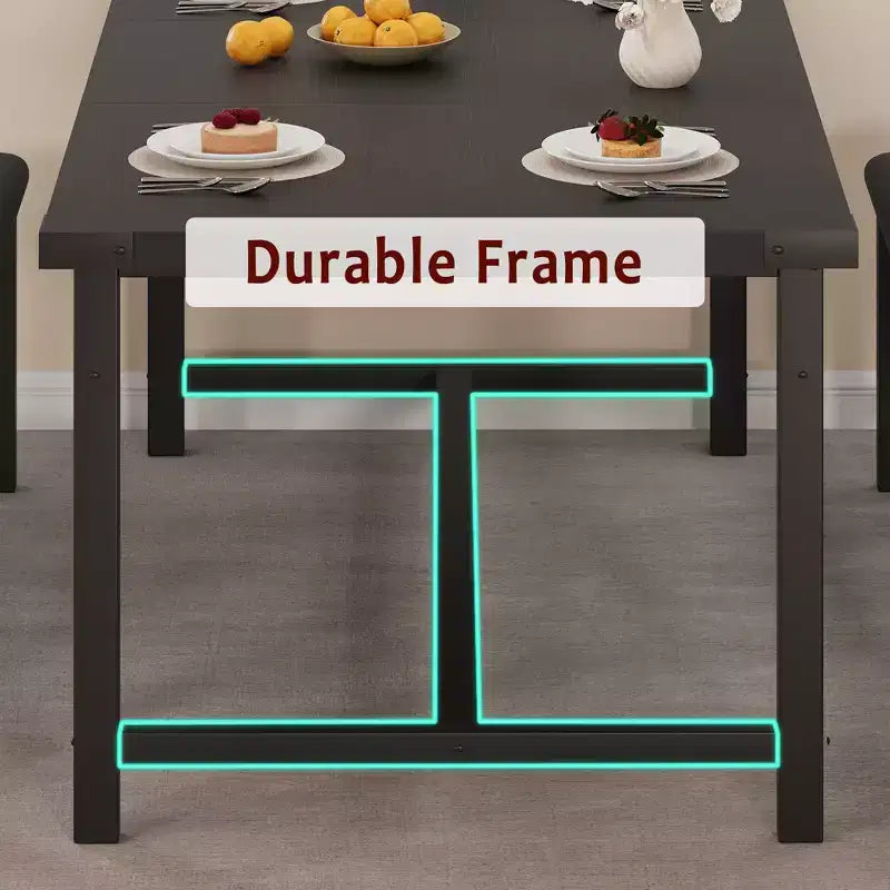 Dining Table Set for 4-6,63 Extendable Kitchen Table & Bench,Metal Frame Rectangle Table Set with 2 Upholstered Benches for Dining Room,Apartment