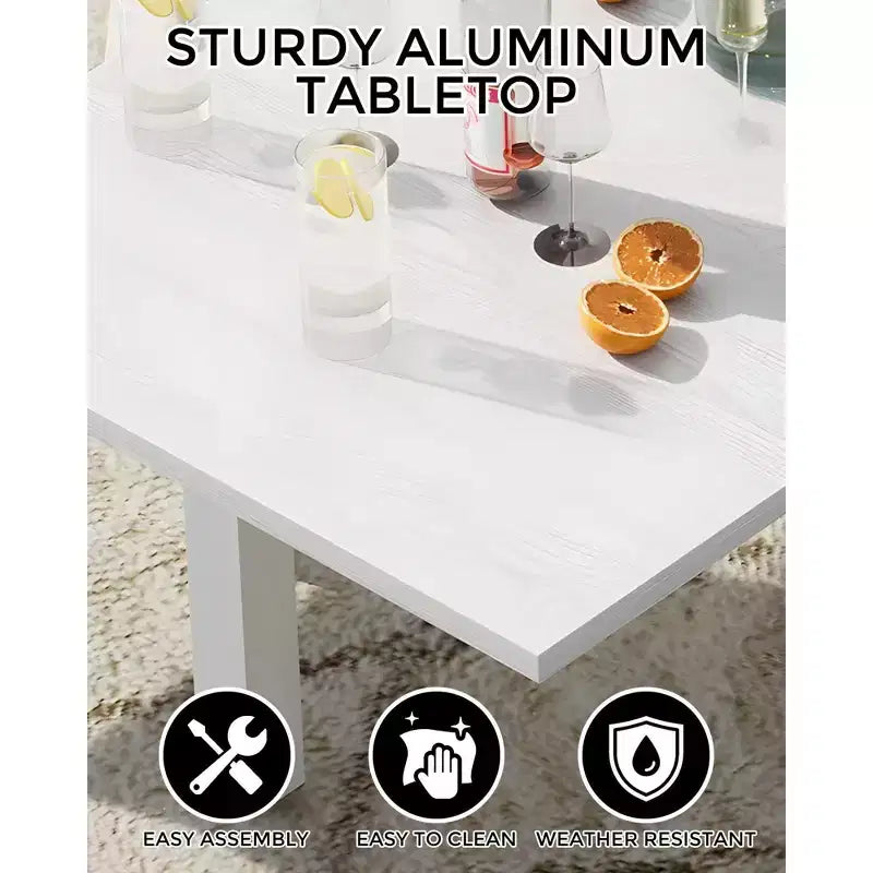 Expandable Patio Table Set for 4-6 People,31-63 Extentable Outdoor Dining Table , Aluminum Frame with Wood Pattern for Backyard, Deck-No Chair