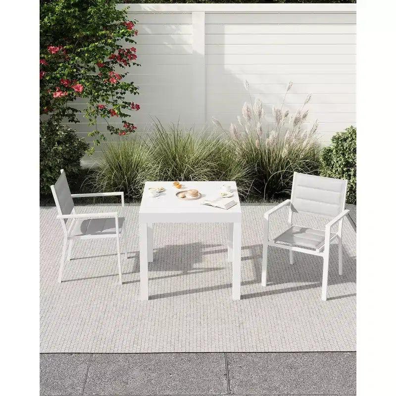 Expandable Patio Table Set for 4-6 People,31-63 Extentable Outdoor Dining Table , Aluminum Frame with Wood Pattern for Backyard, Deck-No Chair