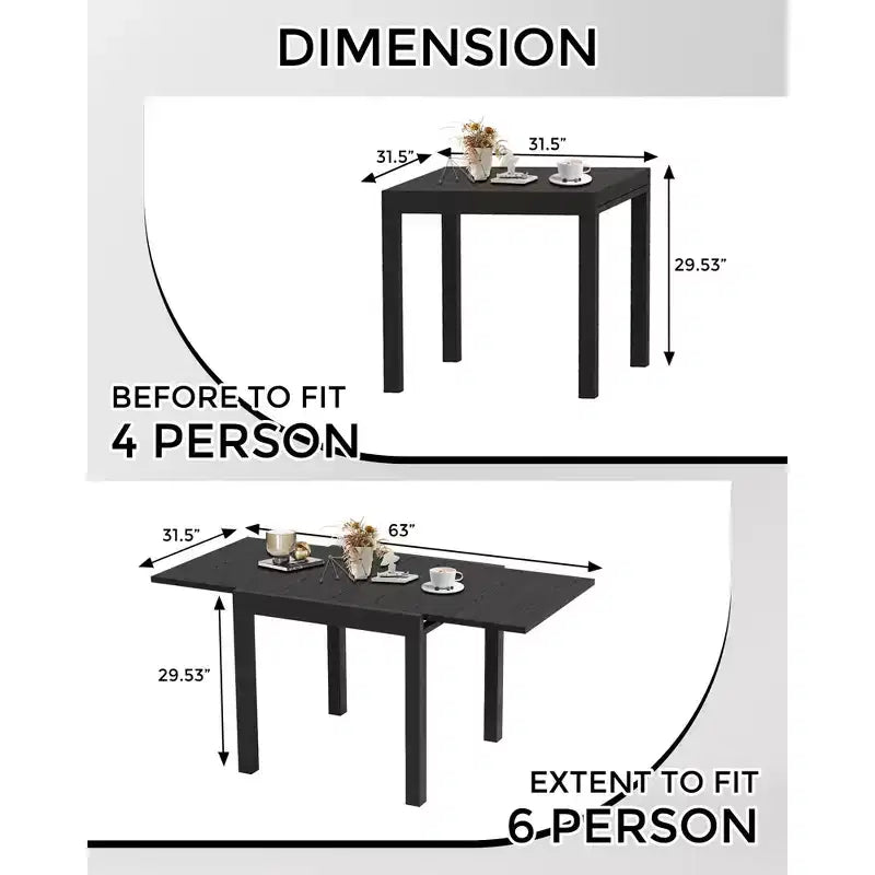 Expandable Patio Table Set for 4-6 People,31-63 Extentable Outdoor Dining Table , Aluminum Frame with Wood Pattern for Backyard, Deck-No Chair