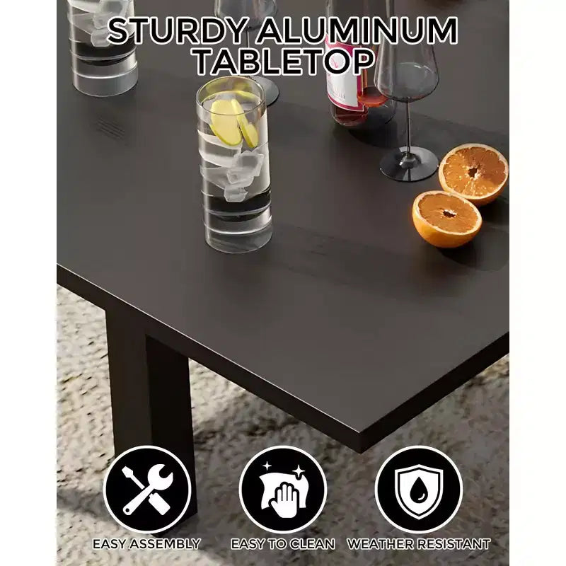 Expandable Patio Table Set for 4-6 People,31-63 Extentable Outdoor Dining Table , Aluminum Frame with Wood Pattern for Backyard, Deck-No Chair