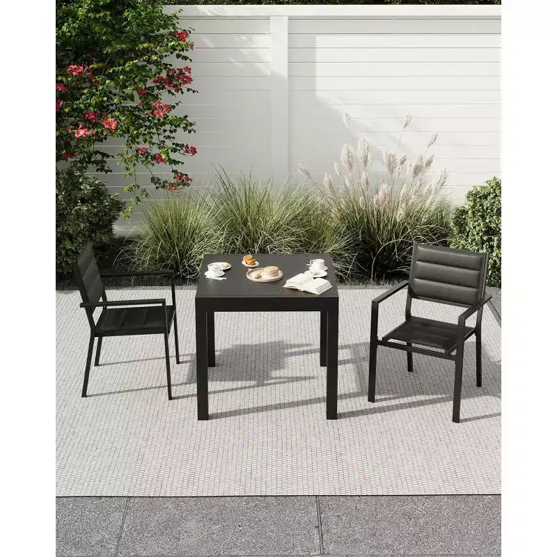 Expandable Patio Table Set for 4-6 People,31-63 Extentable Outdoor Dining Table , Aluminum Frame with Wood Pattern for Backyard, Deck-No Chair