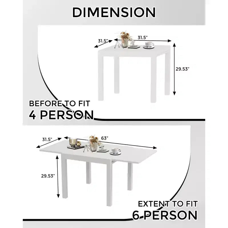 Expandable Patio Table Set for 4-6 People,31-63 Extentable Outdoor Dining Table , Aluminum Frame with Wood Pattern for Backyard, Deck-No Chair