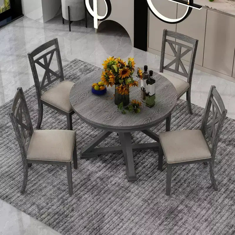 Ensemble de salle à manger GDFStudio Nelson 5 pièces avec table extensible et chaises rembourrées