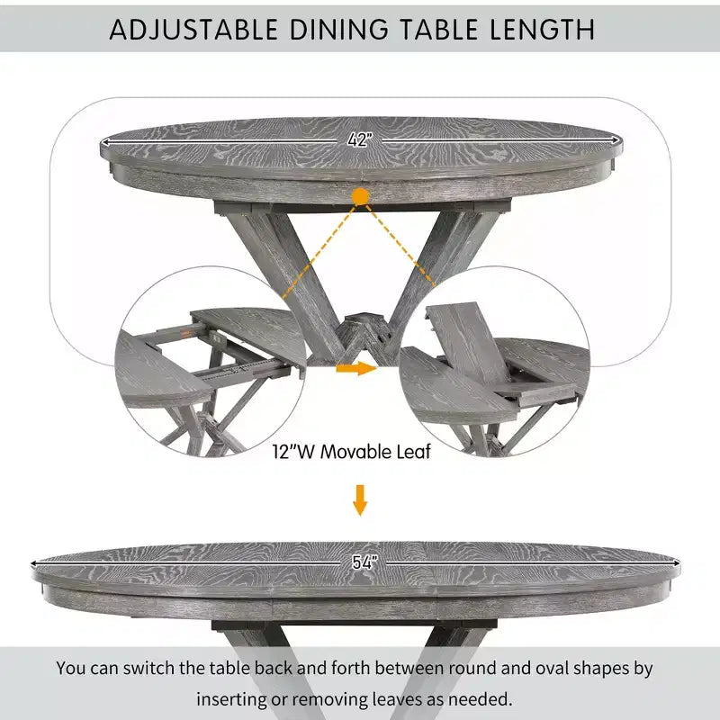 Ensemble de salle à manger GDFStudio Nelson 5 pièces avec table extensible et chaises rembourrées