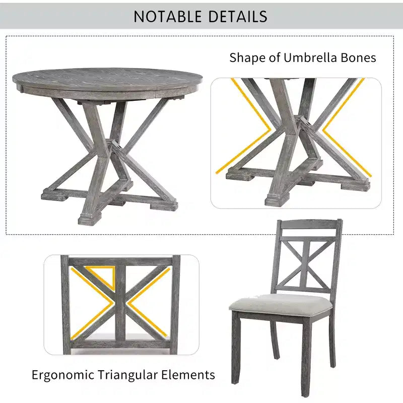 Ensemble de salle à manger GDFStudio Nelson 5 pièces avec table extensible et chaises rembourrées