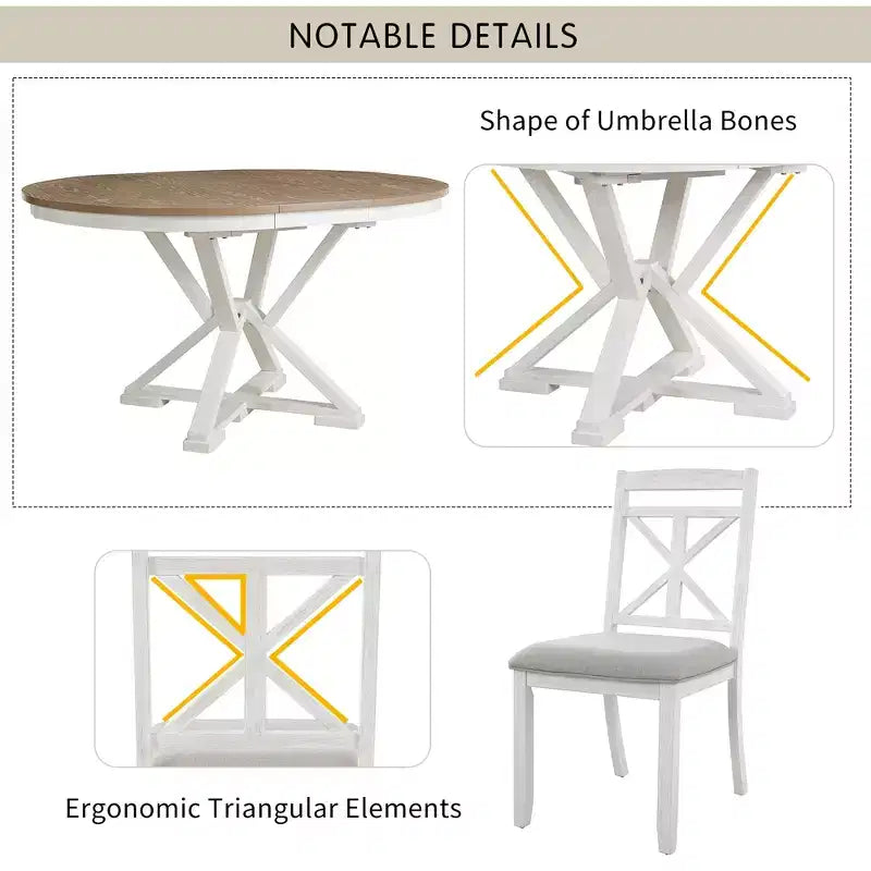 Ensemble de salle à manger GDFStudio Nelson 5 pièces avec table extensible et chaises rembourrées