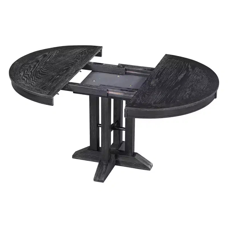GDFStudio Salome 5 Piece Dining Set with Extendable Round Table and Upholstered Chairs