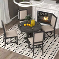GDFStudio Salome 5 Piece Dining Set with Extendable Round Table and Upholstered Chairs