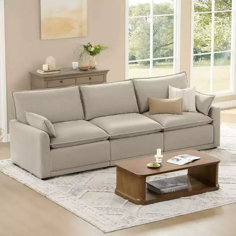 Spruce & Spring Modular Couch Oversized Sectional Sofa for Living Room, Taupe-3PC