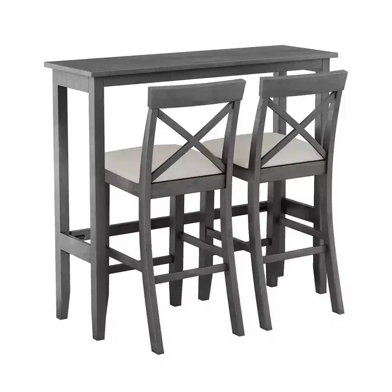 Whisen Farmhouse 48 Wood Dining Set with 2 Chairs