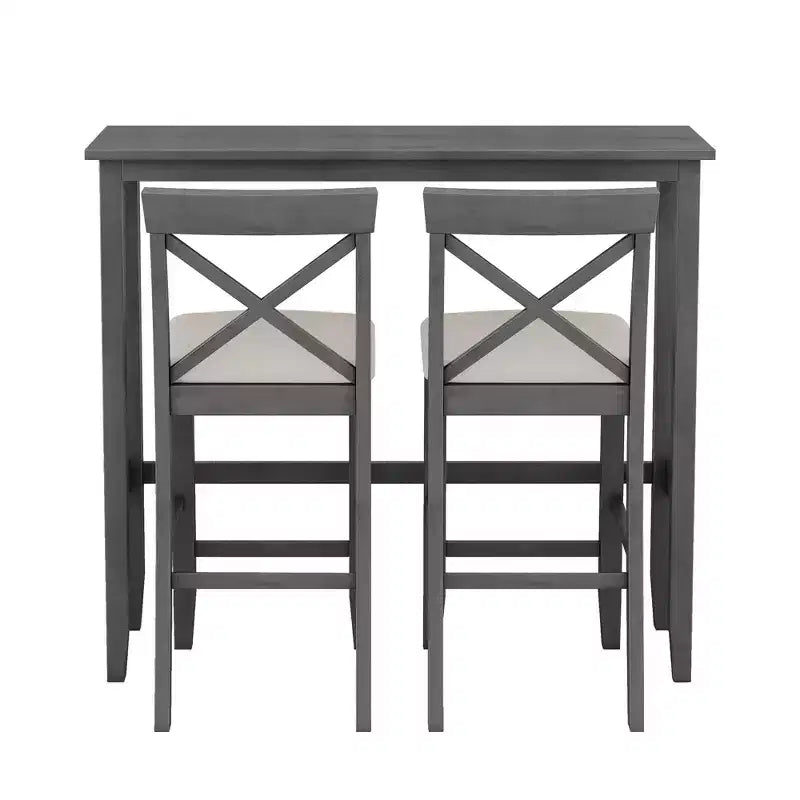 Whisen Farmhouse 48 Wood Dining Set with 2 Chairs