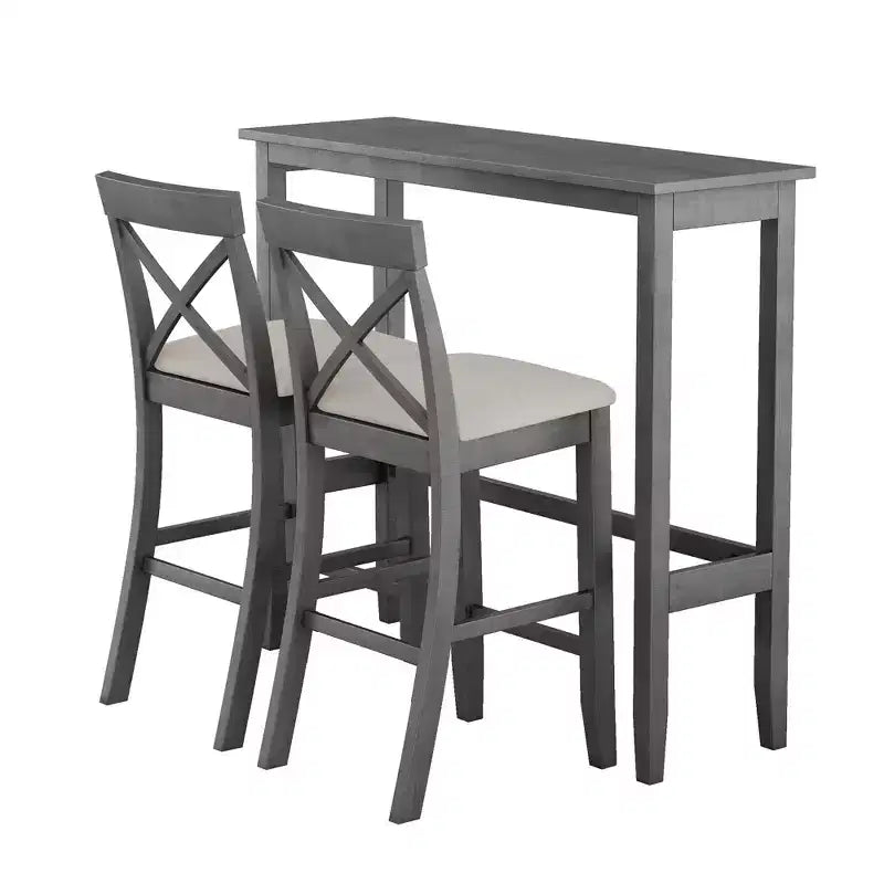 Whisen Farmhouse 48 Wood Dining Set with 2 Chairs