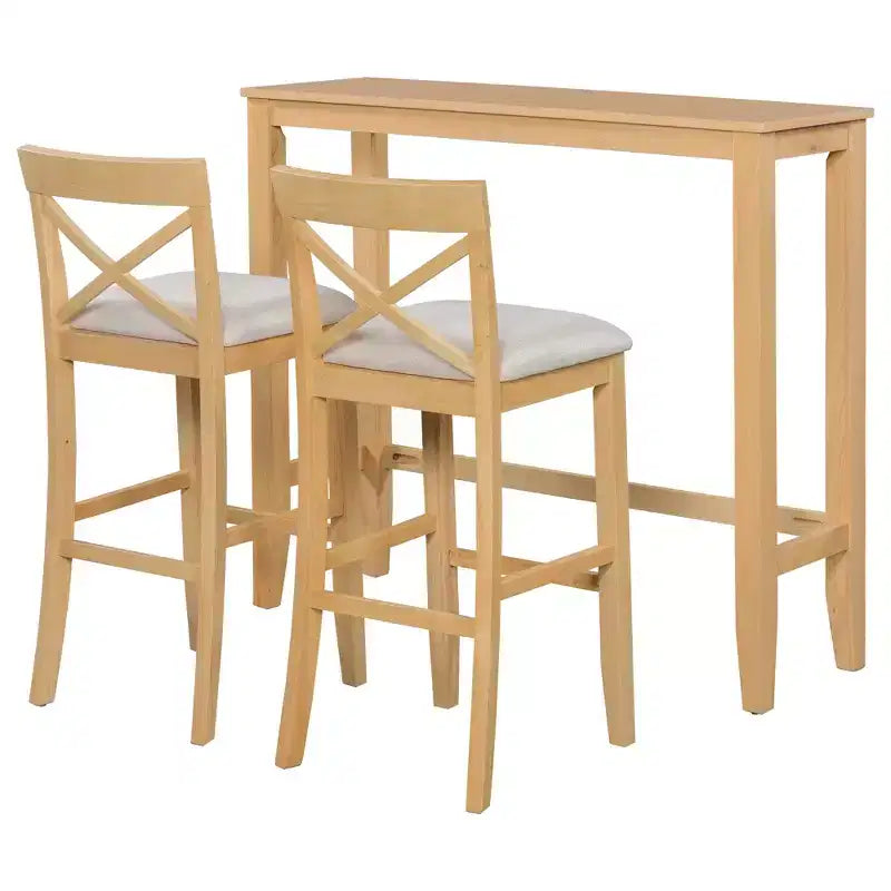 Whisen Farmhouse 48 Wood Dining Set with 2 Chairs