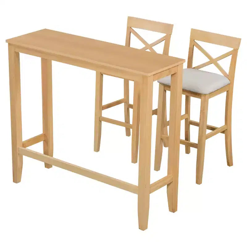 Whisen Farmhouse 48 Wood Dining Set with 2 Chairs