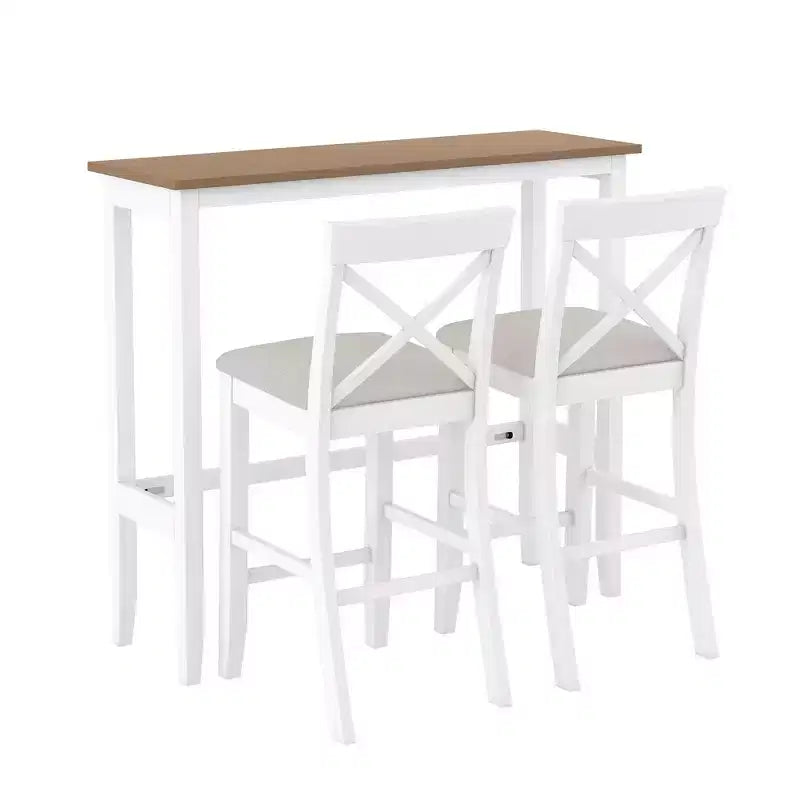Whisen Farmhouse 48 Wood Dining Set with 2 Chairs