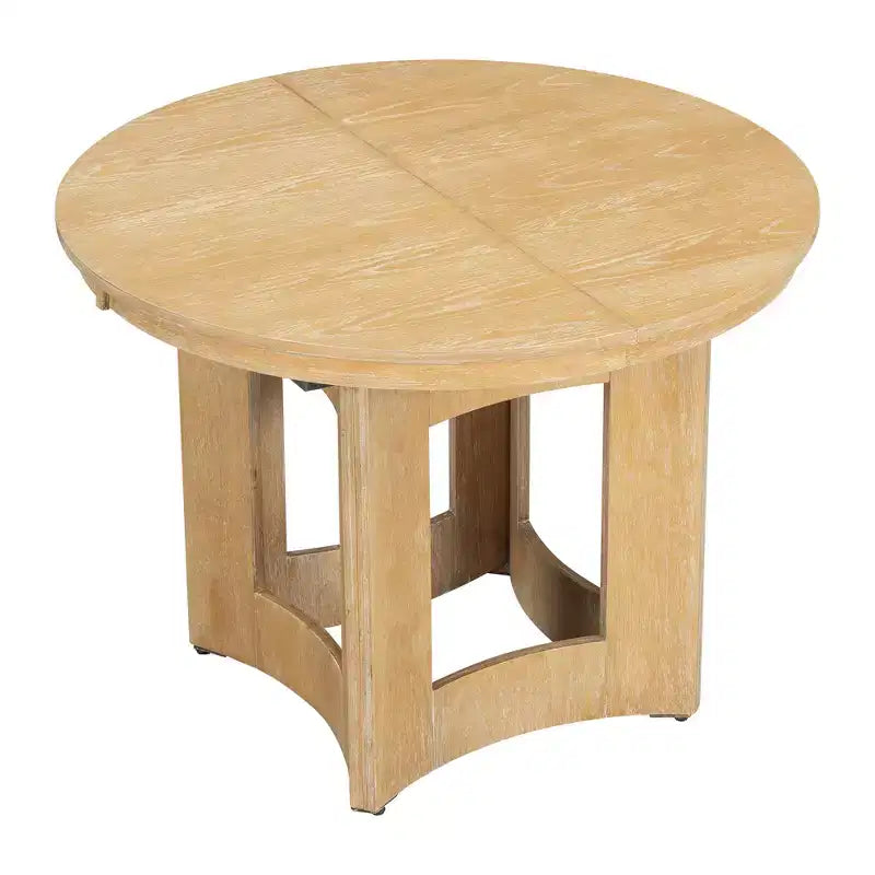 Whisen Farmhouse Extendable Round Dining Table Set with 4 Chairs