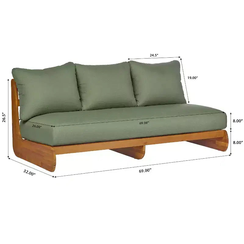 Christopher Knight Home Tavriel Mid-Century Modern Patio Acacia Wood 5-Seater Seating Set with Thick Cushions, Table Not Included