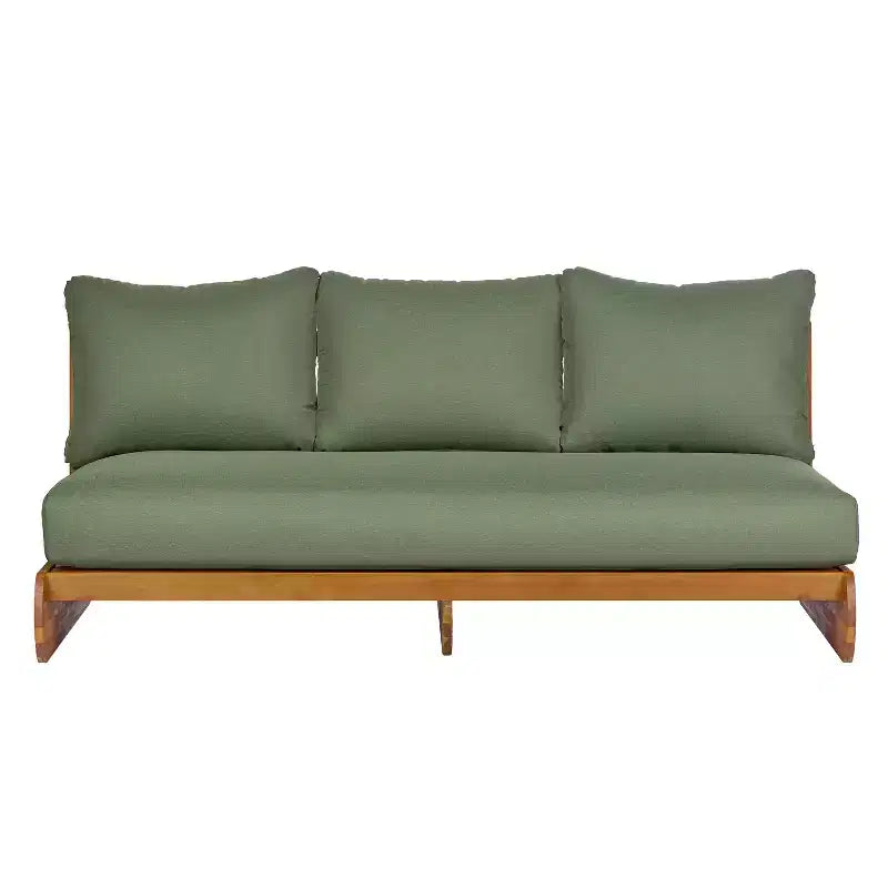 Christopher Knight Home Tavriel Mid-Century Modern Patio Acacia Wood 5-Seater Seating Set with Thick Cushions, Table Not Included