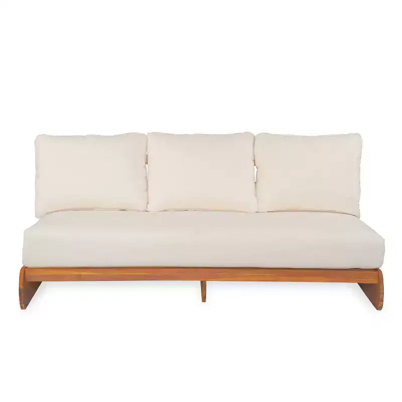 Christopher Knight Home Tavriel Mid-Century Modern Patio Acacia Wood 5-Seater Seating Set with Thick Cushions, Table Not Included