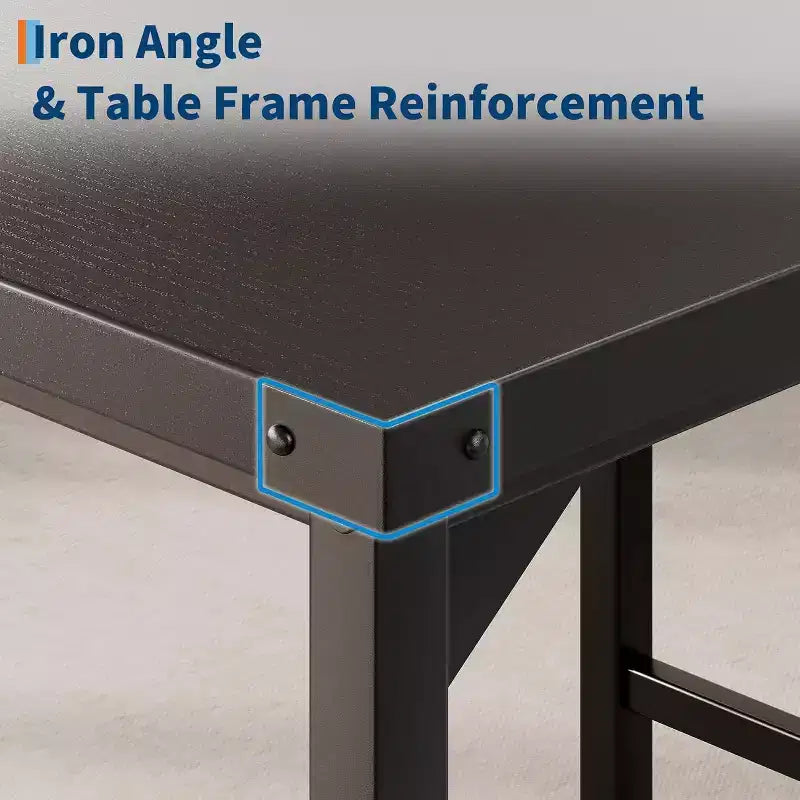 Acekool 5-Piece Counter Height Dining Table Set with Footrest & Corner Guard, 4 Upholstered Stools with Backrest, Space-Saving, Rustic Brown