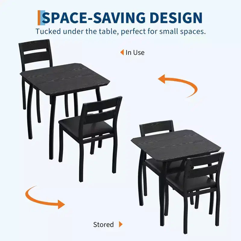 Ensemble table et chaises de salle à manger pour 2, table de cuisine 3 pièces de style fermier avec chaises rembourrées, table et chaises de salle à manger à structure métallique