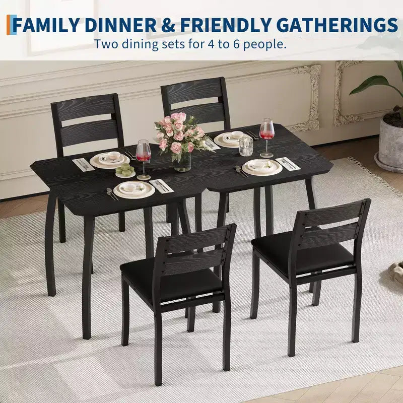 Ensemble table et chaises de salle à manger pour 2, table de cuisine 3 pièces de style fermier avec chaises rembourrées, table et chaises de salle à manger à structure métallique