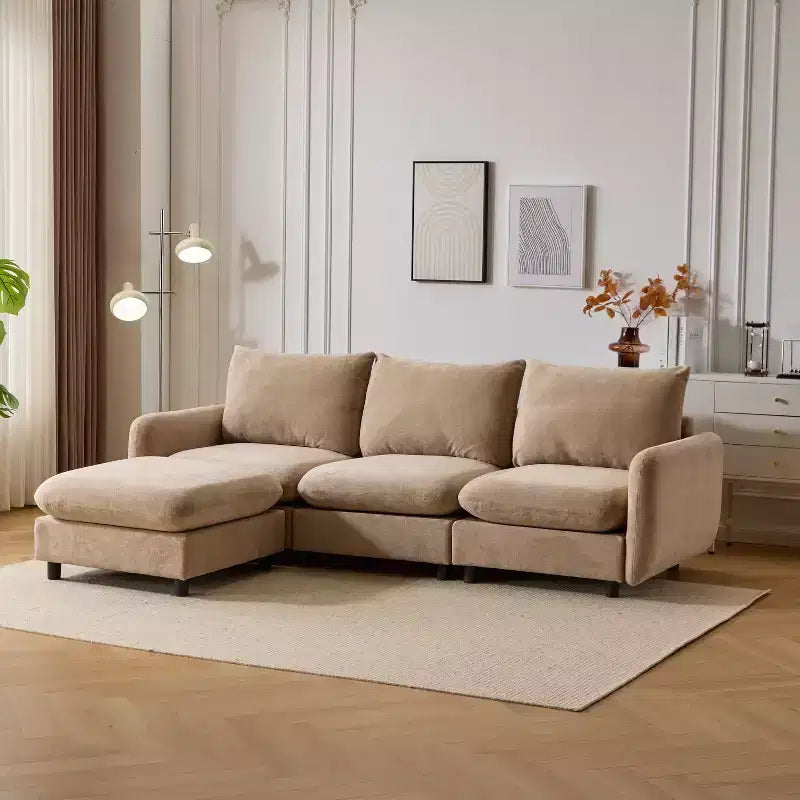 Christopher Knight Home Acker 4 Pieces Modern L Shape Upholstered Sectional Sofa Set