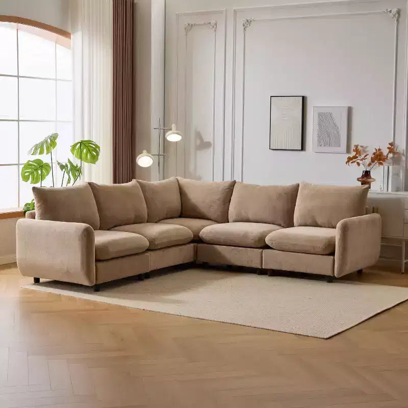 Christopher Knight Home Acker 5 Piece Modern Upholstered Modular Sectional Sofa Set