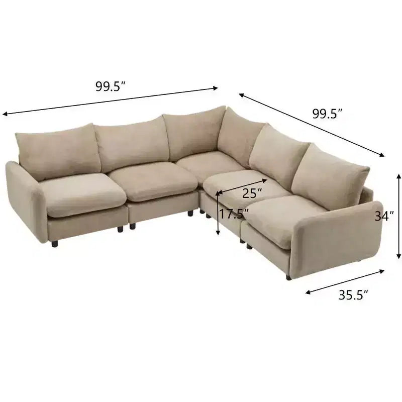 Christopher Knight Home Acker, ensemble de canapés modulaires modernes rembourrés 5 pièces