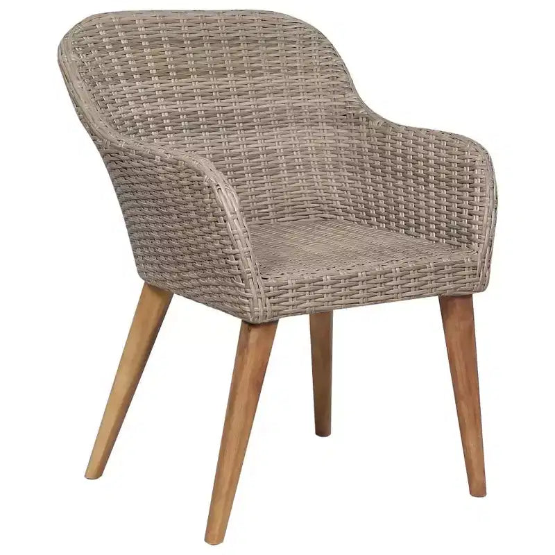 vidaXL Salon de jardin 7 pièces - Bois d'acacia massif et chaises en résine tressée, Coussins gris foncé, Résistant aux intempéries, Confortable et facile d'entretien