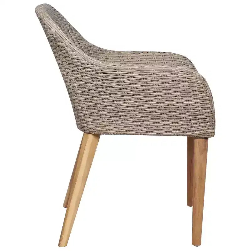 vidaXL Salon de jardin 7 pièces - Bois d'acacia massif et chaises en résine tressée, Coussins gris foncé, Résistant aux intempéries, Confortable et facile d'entretien