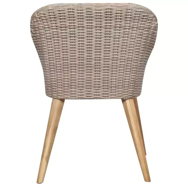 vidaXL Salon de jardin 7 pièces - Bois d'acacia massif et chaises en résine tressée, Coussins gris foncé, Résistant aux intempéries, Confortable et facile d'entretien