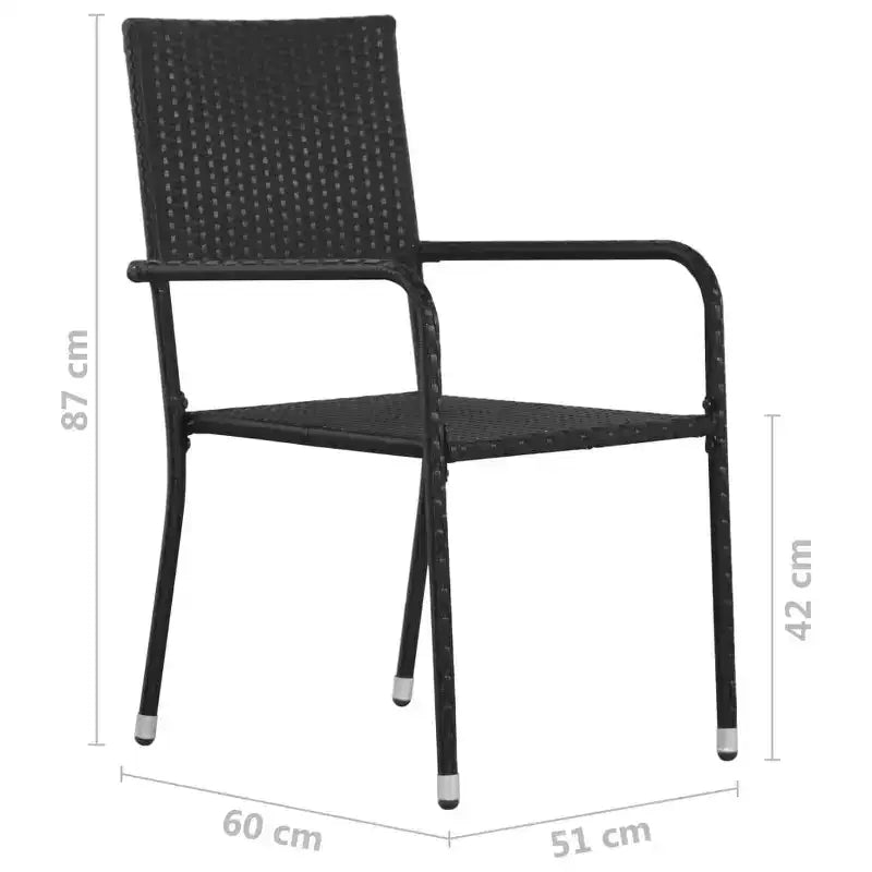 vidaXL Patio Dining Set 7 Piece Patio Dining Table and Chairs Poly Rattan - Black