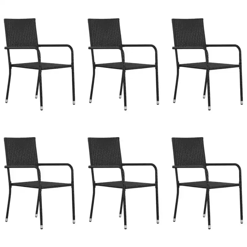 vidaXL Patio Dining Set 7 Piece Patio Dining Table and Chairs Poly Rattan - Black