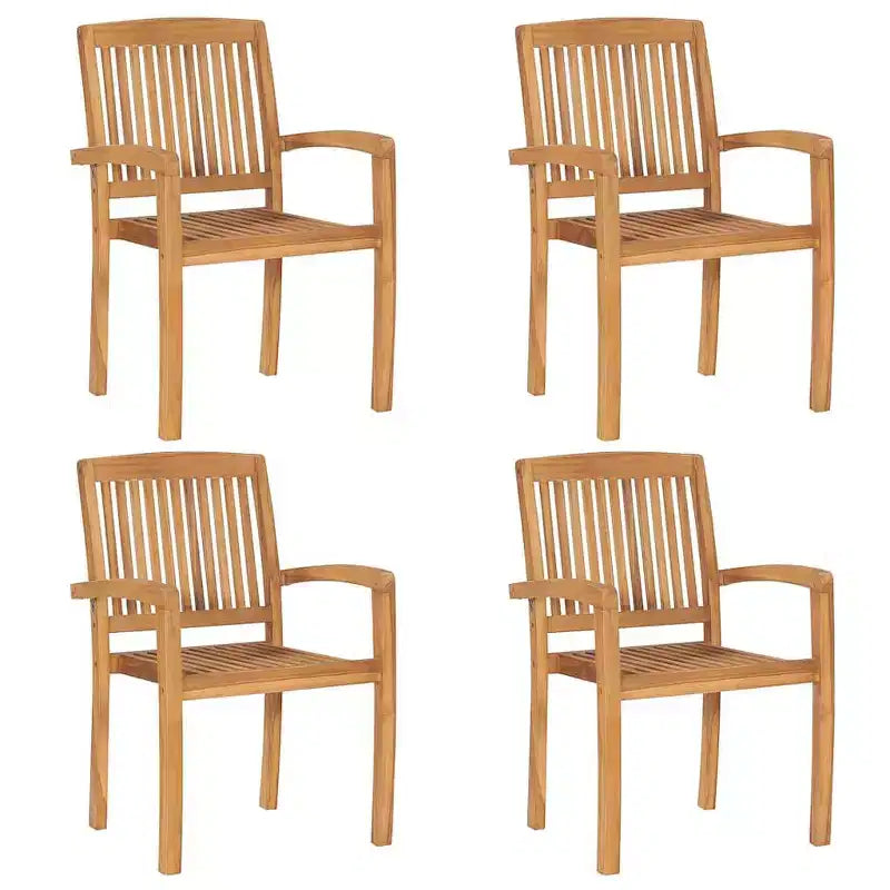 vidaXL Garden Dining Set Natural Teak Solid teak wood Standard Stackable