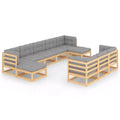 vidaXL Garden Lounge Set Natural Wood Solid Pinewood, 100% Polyester