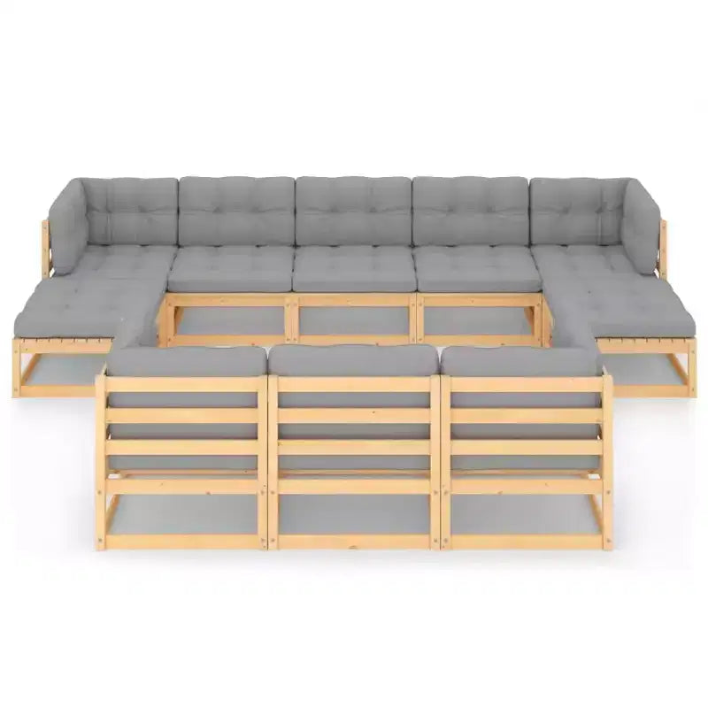 vidaXL Garden Lounge Set Natural Wood Solid Pinewood, 100% Polyester